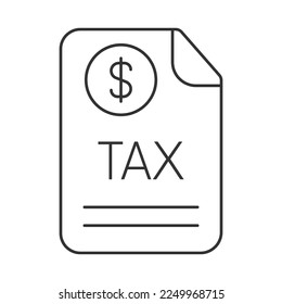 Tax return vector icon. Line sign for mobile concept and web design. Symbol, logo illustration. Vector graphics