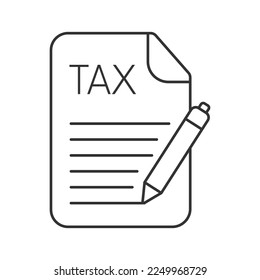 Tax return vector icon. Line sign for mobile concept and web design. Symbol, logo illustration. Vector graphics