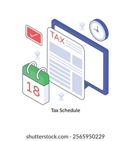 Tax Schedule isometric Colored illustration. EPS File stock illustration