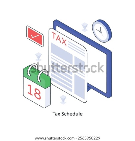 Tax Schedule isometric Colored illustration. EPS File stock illustration