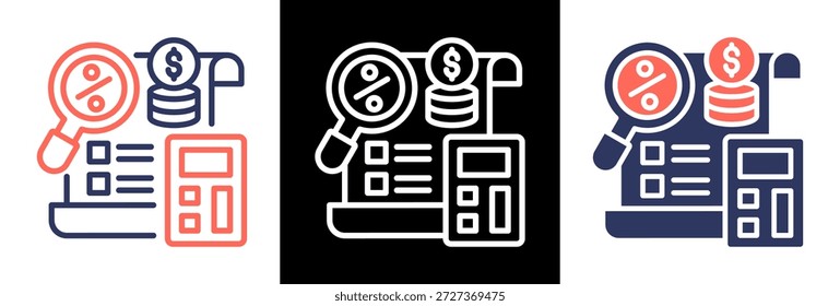 Icono de servicio de impuestos Ilustración vectorial de estilo triple