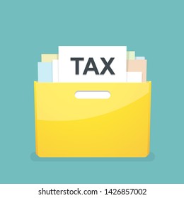 Tax sheet in document boxes. payment and financial business. Vector illustration