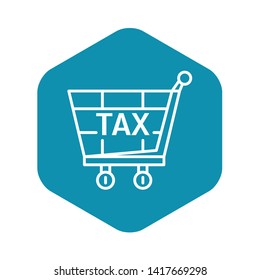 Tax shop cart icon. Outline tax shop cart vector icon for web design isolated on white background