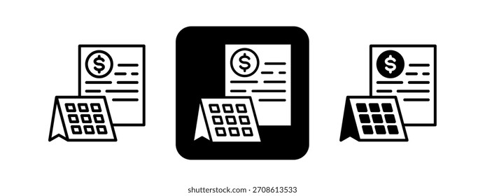 Tax Solid color and black line drawing vector illustration set
