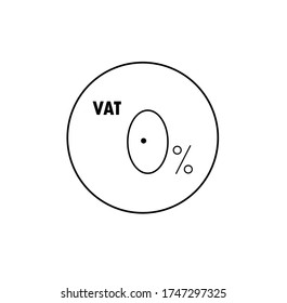 Concepto de impuestos y impuestos. 0% Vat sobre fondo rojo.