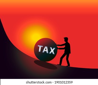 texto TAX, el impuesto es el concepto de ilustración de problema con vector de personas