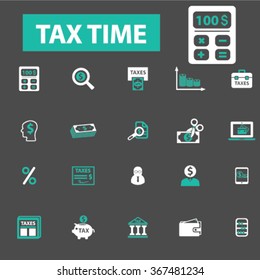 tax time, accounting, calculator  icons, signs vector concept set for infographics, mobile, website, application
