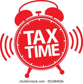 Tax Time Alarm Clock Red Icon, Vector Illustration