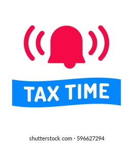 Tax time. Alarm icon. Flat vector illustration on white background.