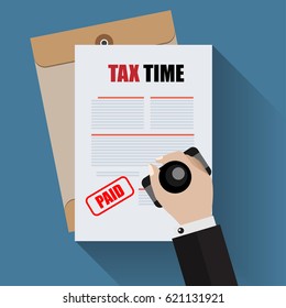 TAX time, flat designed vector illustration. web element.