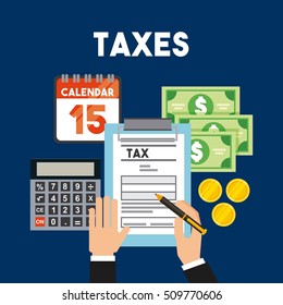 Tax Time Flat Icons Vector Illustration Design