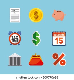 tax time flat icons vector illustration design