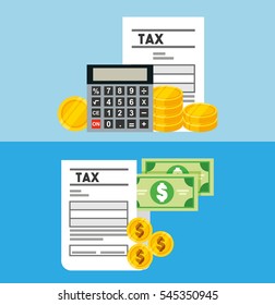 tax time flat line icons vector illustration design