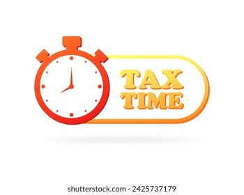 Icono de hora de impuestos. Botón de hora de impuestos Stopwatch. Estilo plano. Icono vectorial