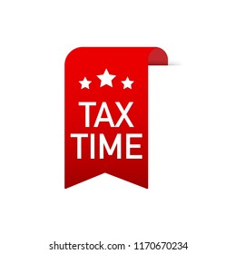 Tax time red ribbon on white background. Vector stock illustration