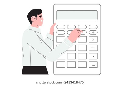 Tax time vecotr illustration. Character preparing documents for tax calculation, making income tax return and calculating business invoices. Taxation concept. Online accountant service for business.