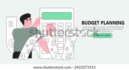 Tax time vector illustration. Character preparing documents for tax calculation, making income tax return and calculating business invoices. Taxation concept. Online accountant service for business.