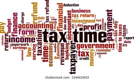 Tax time word cloud concept. Vector illustration