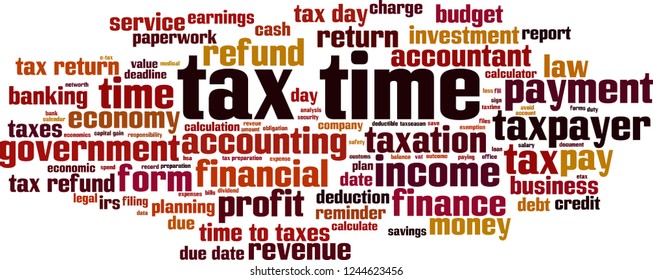 Tax time word cloud concept. Vector illustration