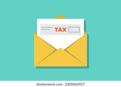 Tax vector design illustration, envelope and letter tax form