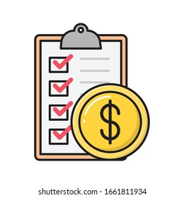 tax vector flat color icon 