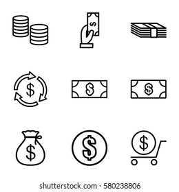 tax vector icons. Set of 9 tax outline icons such as Money, Money sack, Payment, dollar