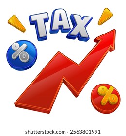 Tax vector illustration with red arrow