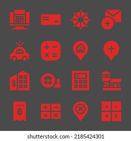 tax web icons. Calculator and Cheque, Add and Location symbol, vector signs