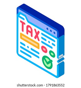 Steuerliche Website-Symbol Vektorgrafik. Isometric Tax Web Site-Zeichen. farbige einzelne Symbolillustration