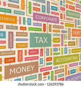 TAX. Word collage. Vector illustration.