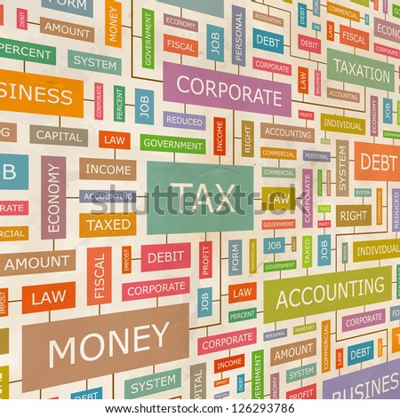 TAX. Word collage. Vector illustration.