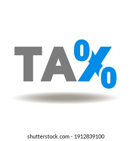 Tax word with percent sign vector icon. Taxes symbol. Business taxation logo.