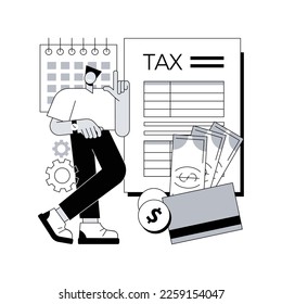 Tax year abstract concept vector illustration. Company tax calculation, accountancy service, fiscal year, document preparation, payment planning, annual return last date abstract metaphor.