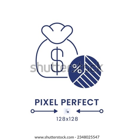 Taxable Income black solid desktop icon. Capital gains. Tax deductions. Business earnings. Pixel perfect 128x128, outline 2px. Silhouette symbol on white space. Glyph pictogram. Isolated vector image