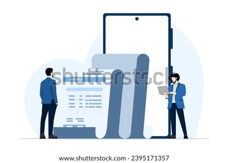 Taxation concept. tax statement. The character prepares documents to calculate taxes, creates income tax returns, and calculates business invoices. Flat vector illustration on white background.