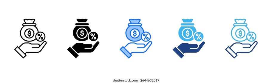 Taxation icon set multiple style collection