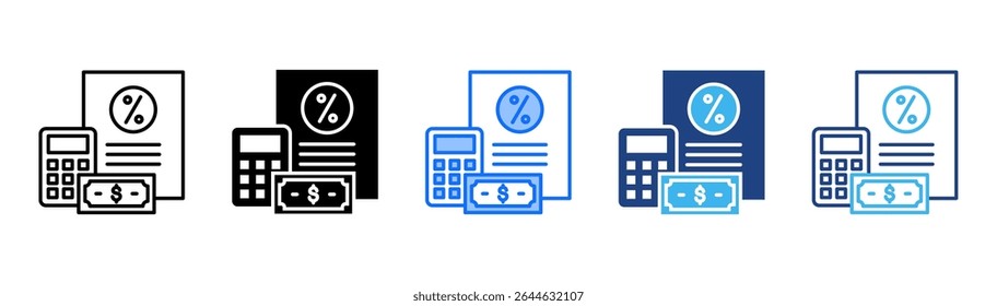 Taxation icon set multiple style collection