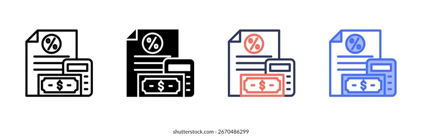 Taxation icon set multiple style collection