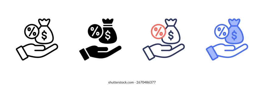 Taxation icon set multiple style collection