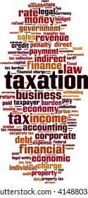 Taxation word cloud concept. Vector illustration