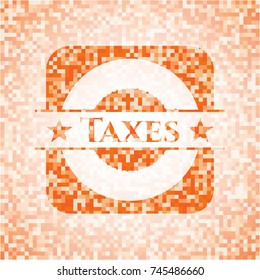 Taxes abstract orange mosaic emblem