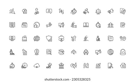 Taxes and accounting line icons collection. Big UI icon set in a flat design. Thin outline icons pack. Vector illustration.
