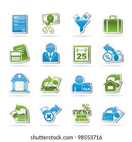 Taxes, business and finance icons - vector icon set