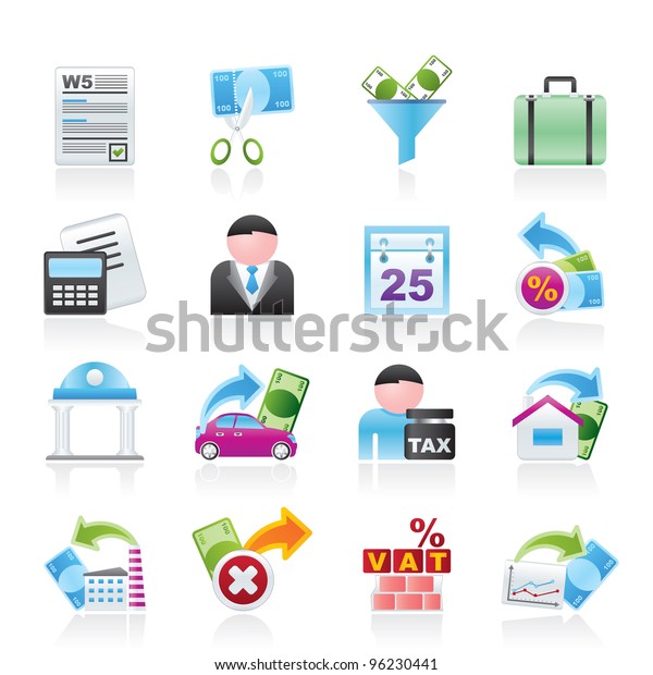 Taxes,\
business and finance icons - vector icon\
set