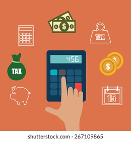 Taxes design over orange background, vector illustration.