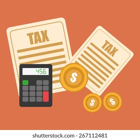 Taxes design over orange background, vector illustration.
