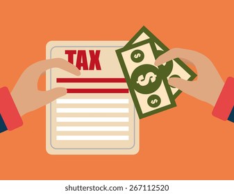 Taxes design over orange background, vector illustration.