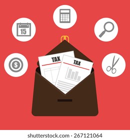 Taxes design over red background, vector illustration.
