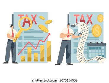 Taxes and fees paid Financial costs, calculation of mandatory payments. personal income tax, taxation, tax credit metaphor Isolated vector concept comparison illustration. and business concepts.