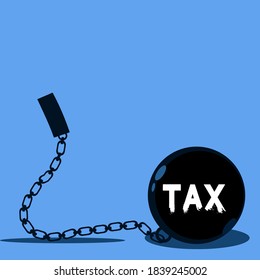 Taxes and handcuffs with chains. The concept of having an obligation to pay taxes